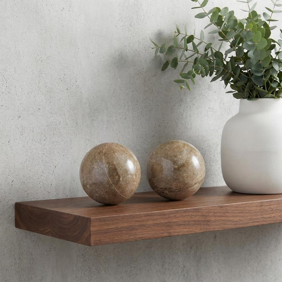 Beige Marble Decorative Orbs - Set of 2