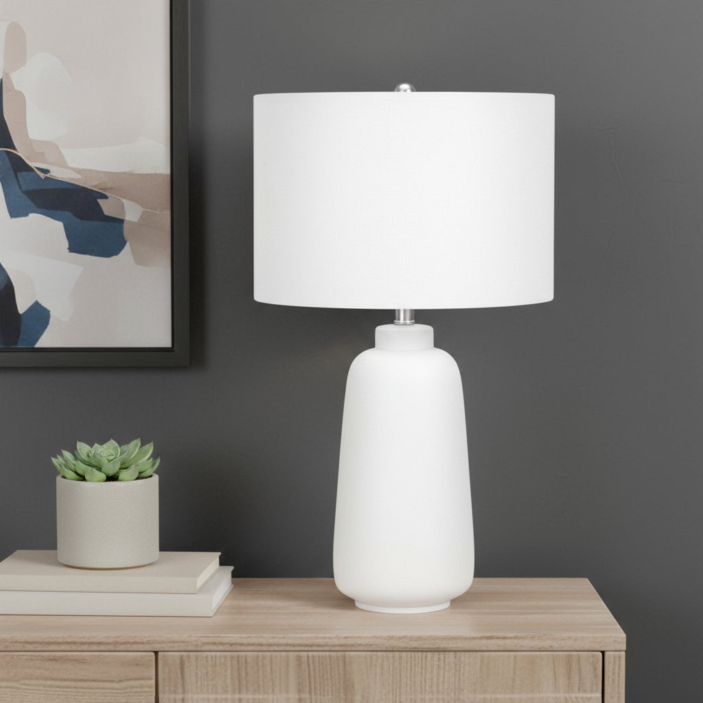 Cream Ceramic Cylinder Table Lamp - 26 in