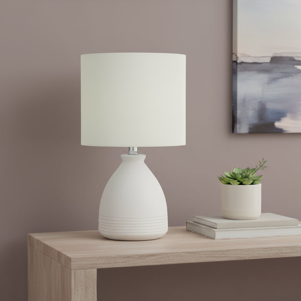 Cream Ceramic Beehive Table Lamp - 17 in