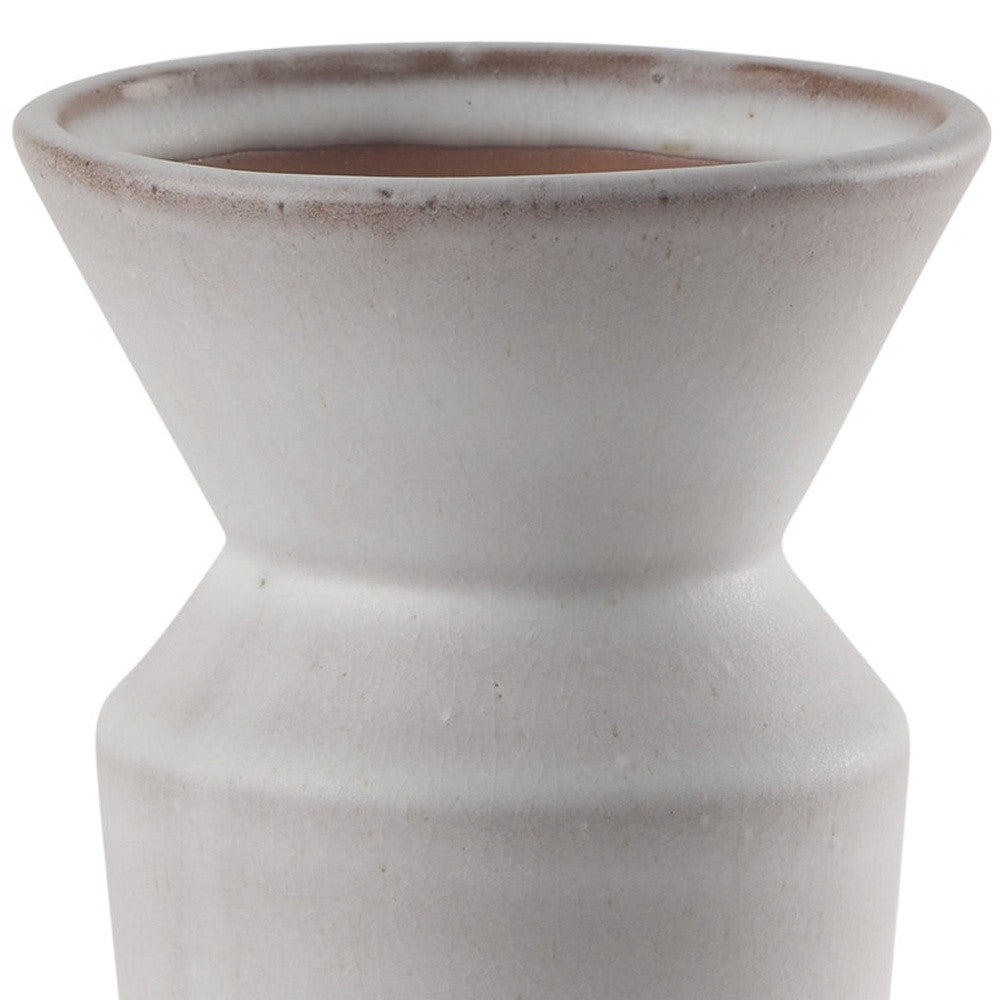 Cream Ceramic Table Vase - 10 in