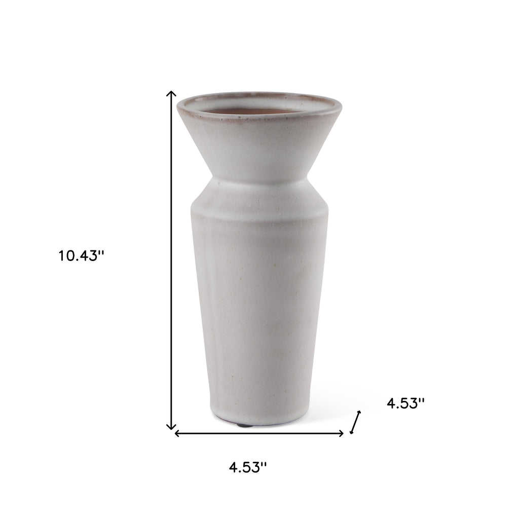 Cream Ceramic Table Vase - 10 in