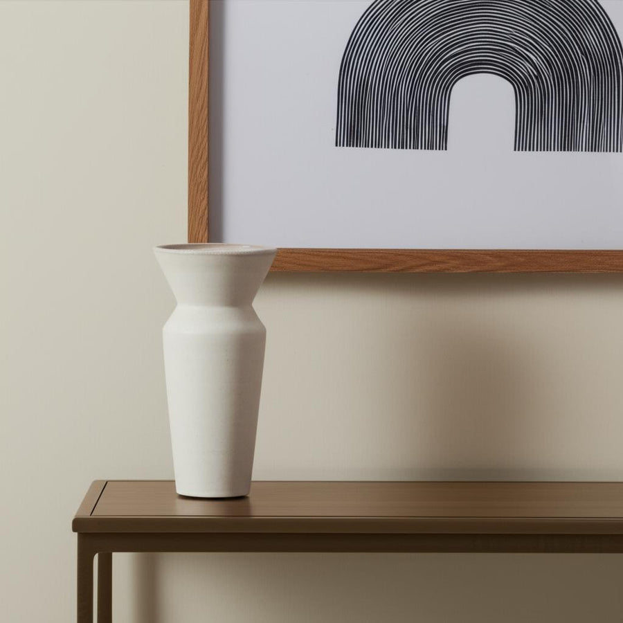 Cream Ceramic Table Vase - 10 in