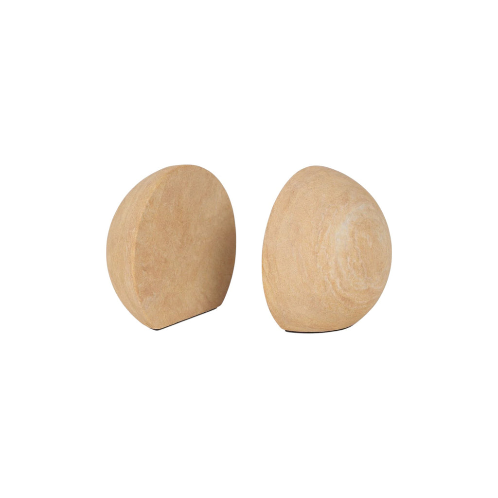 Beige Sandstone Orb Bookends - Set of 2