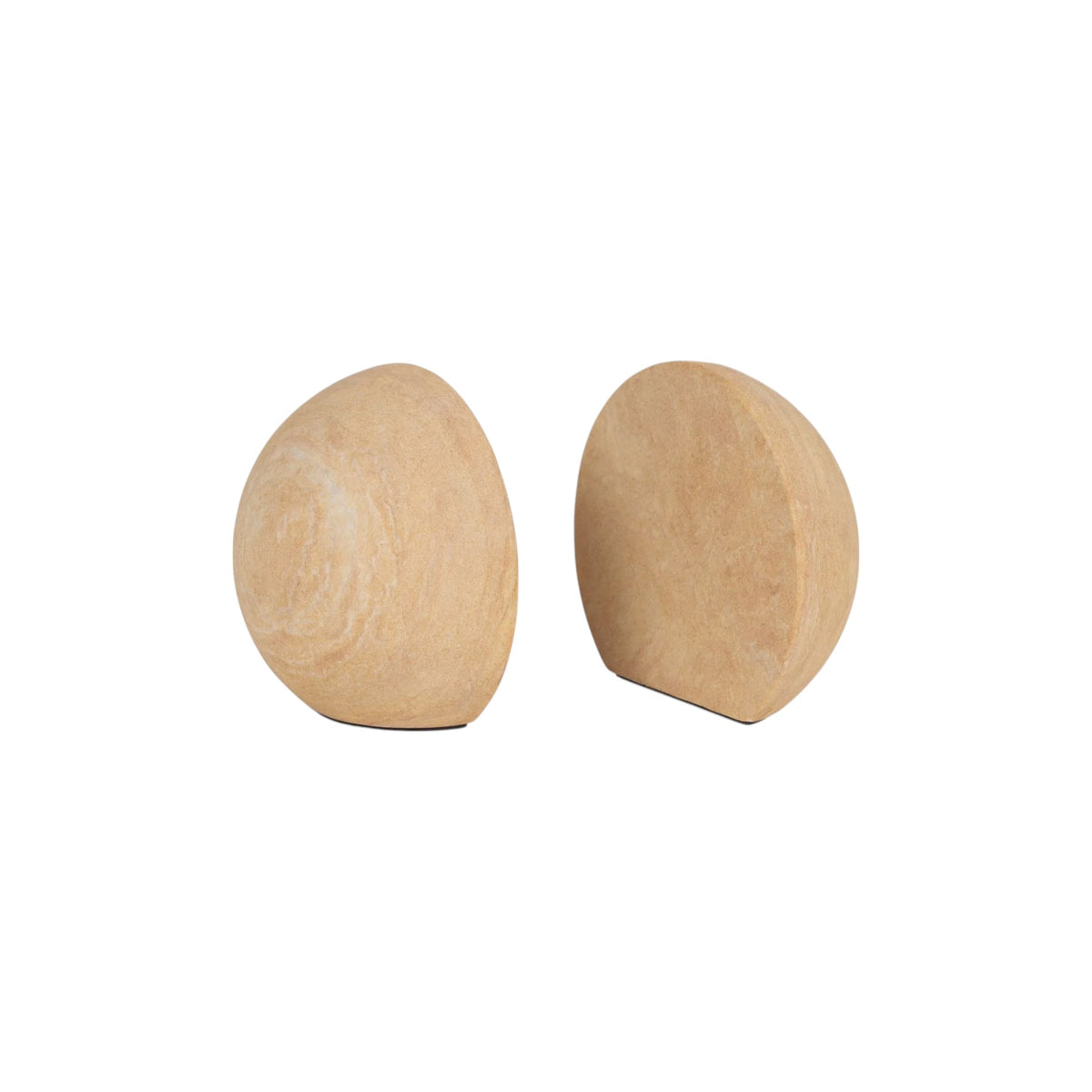 Beige Sandstone Orb Bookends - Set of 2