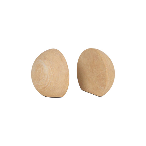 Beige Sandstone Orb Bookends - Set of 2