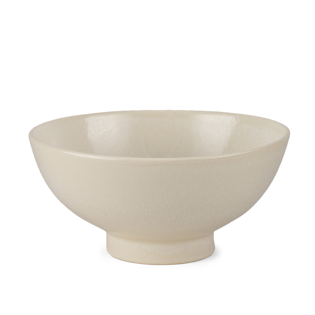 Cream Ceramic Pedestal Bowl - 12 in