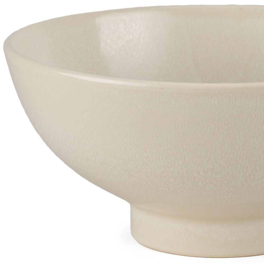 Cream Ceramic Pedestal Bowl - 12 in