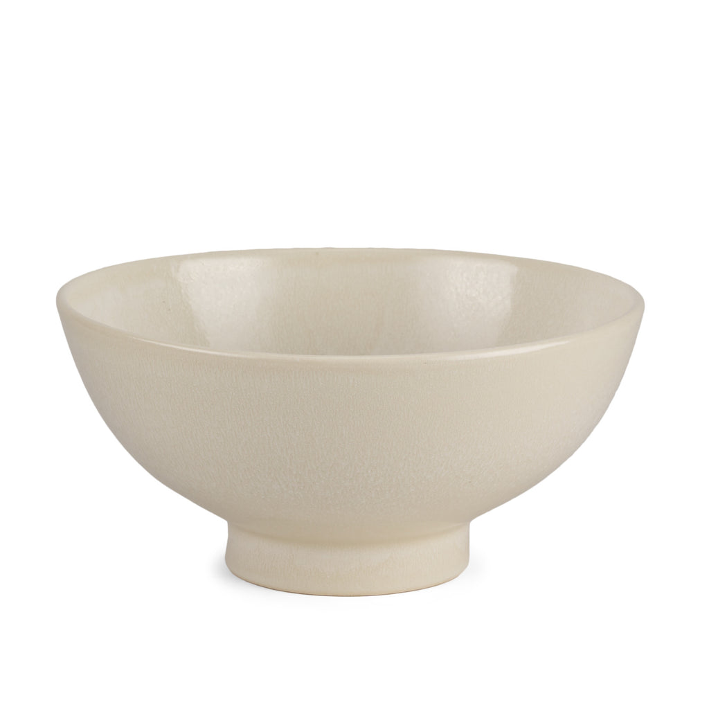 Cream Ceramic Pedestal Bowl - 12 in