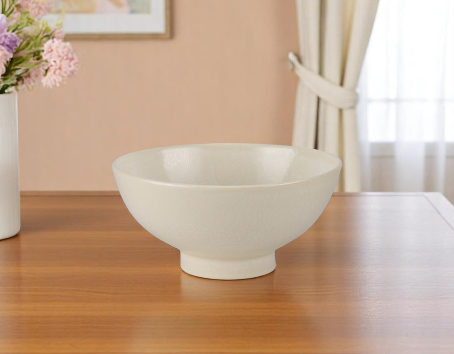 Cream Ceramic Pedestal Bowl - 12 in