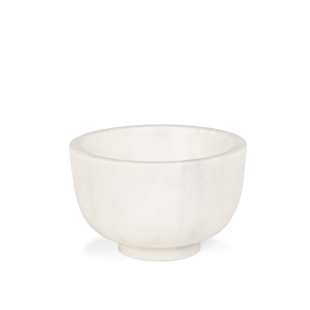White Marble Round Bowl - 7 in