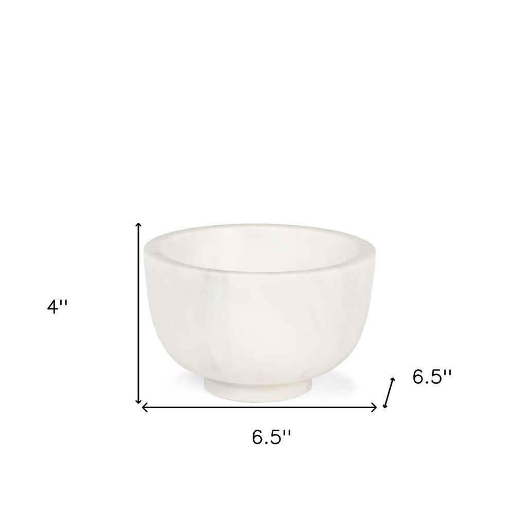 White Marble Round Bowl - 7 in