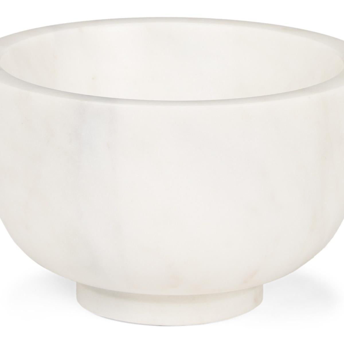 White Marble Round Bowl - 7 in