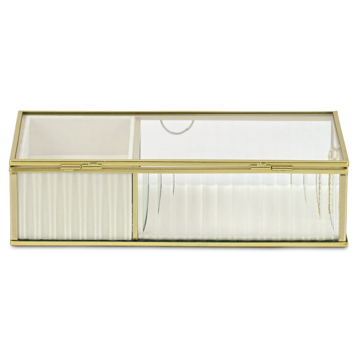 Gold Glass Two-Section Jewelry Box - 10 in
