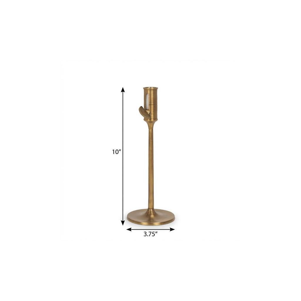 Antiqued Brass Taper Candlestick - 10 in