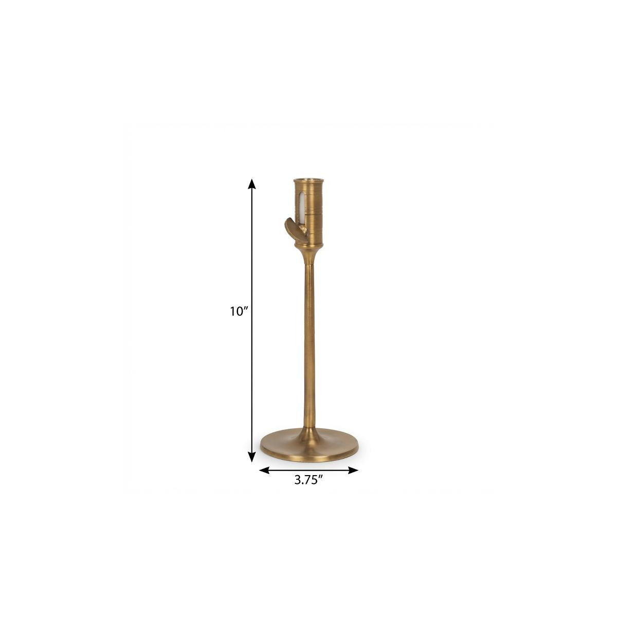 Antiqued Brass Taper Candlestick - 10 in