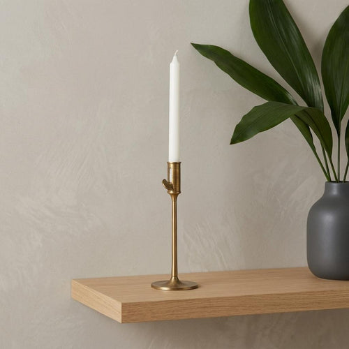 Antiqued Brass Taper Candlestick - 10 in