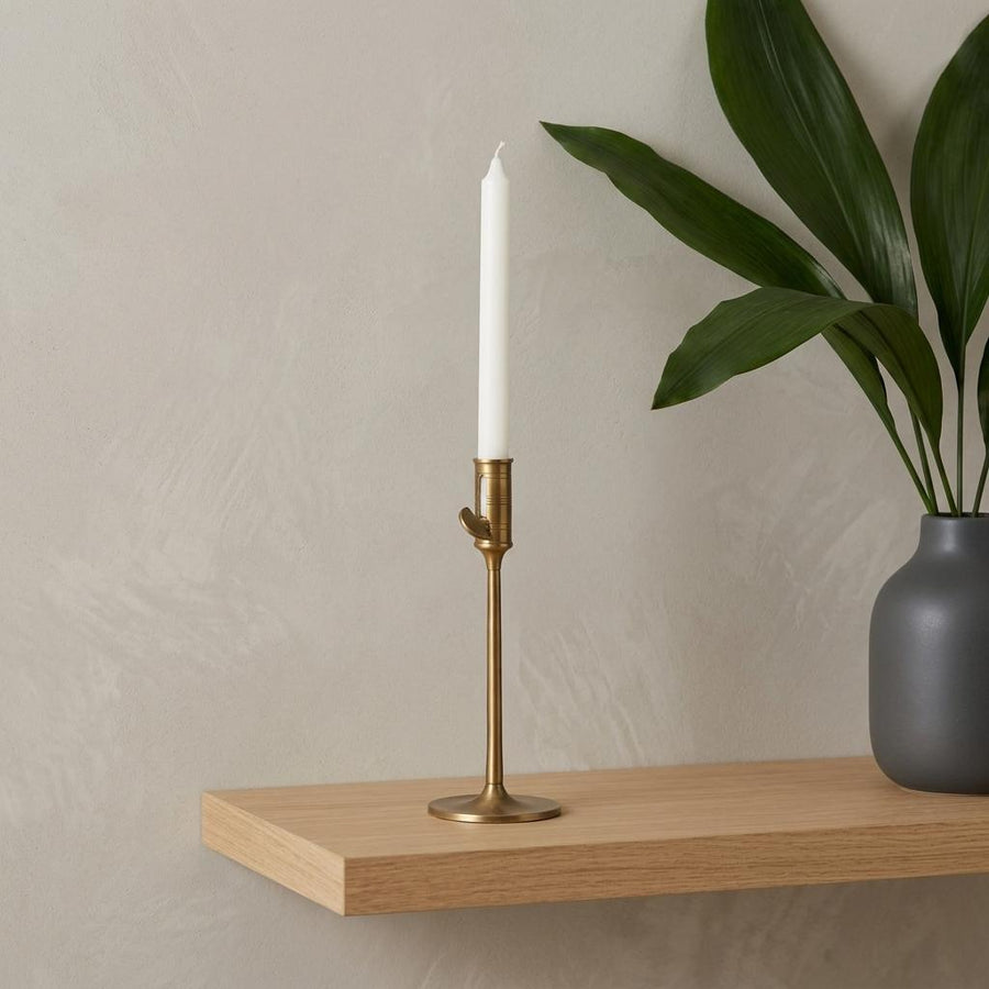 Antiqued Brass Taper Candlestick - 10 in