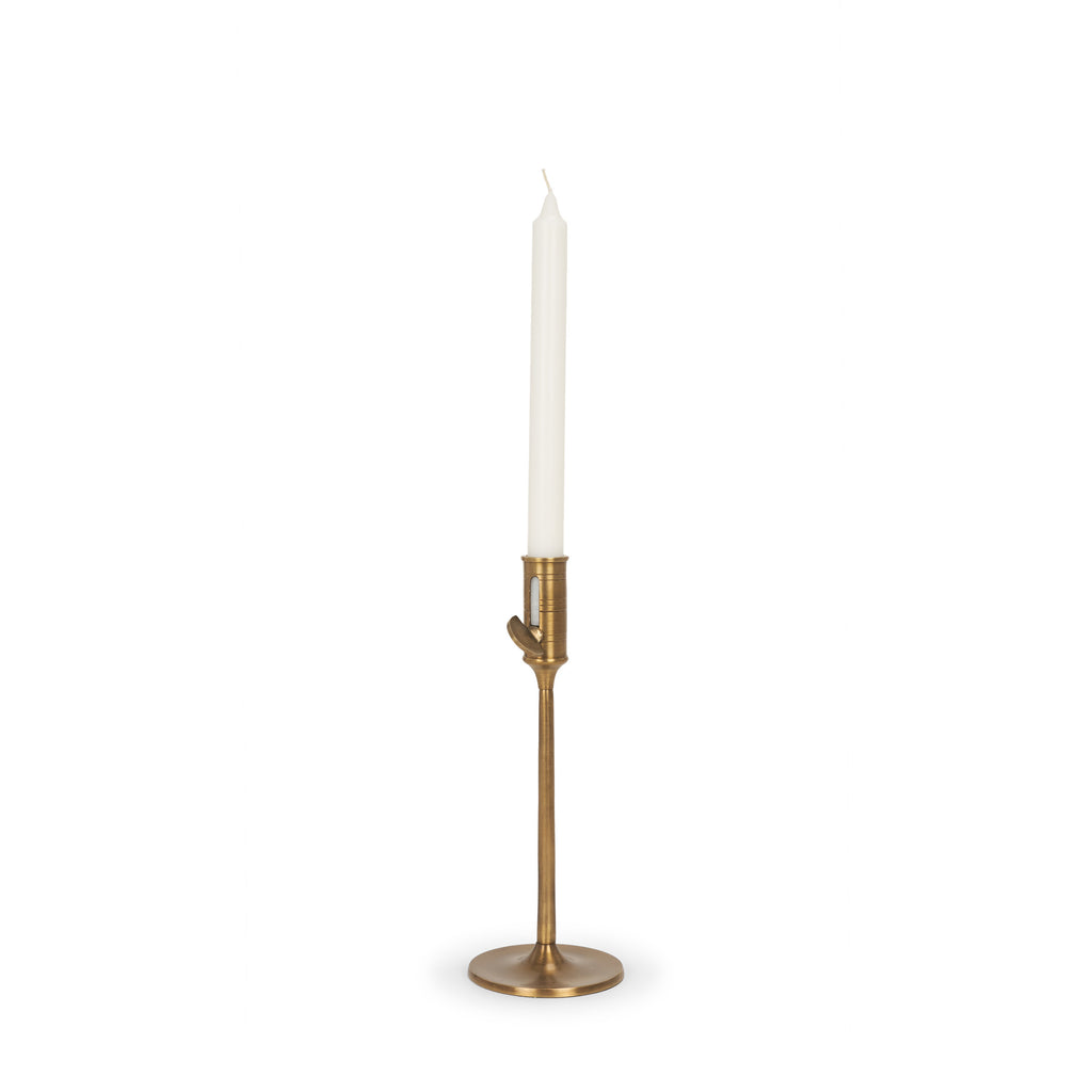Antiqued Brass Taper Candlestick - 10 in