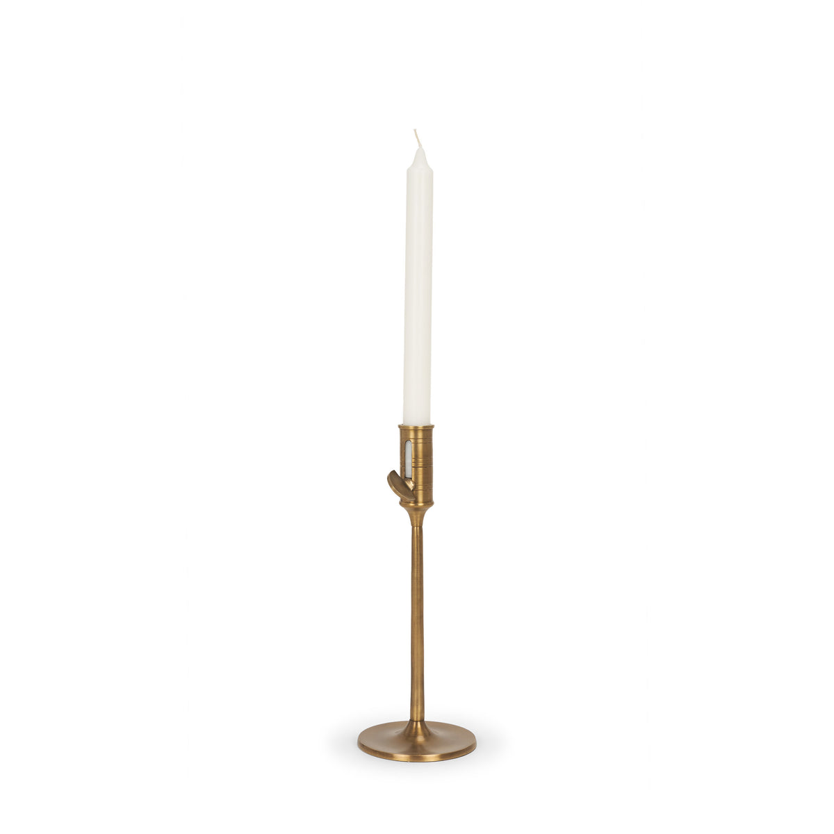Antiqued Brass Taper Candlestick - 10 in