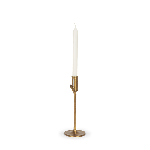 Antiqued Brass Taper Candlestick - 10 in