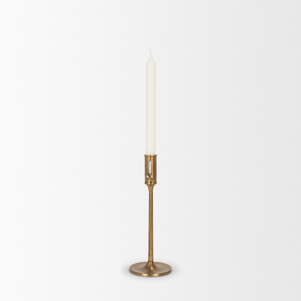 Antiqued Brass Taper Candlestick - 10 in