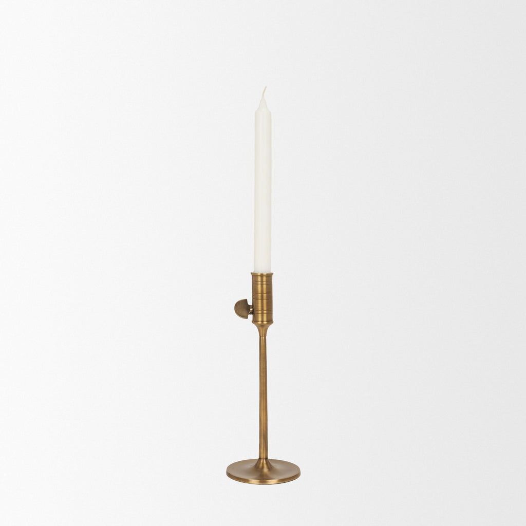 Antiqued Brass Taper Candlestick - 10 in