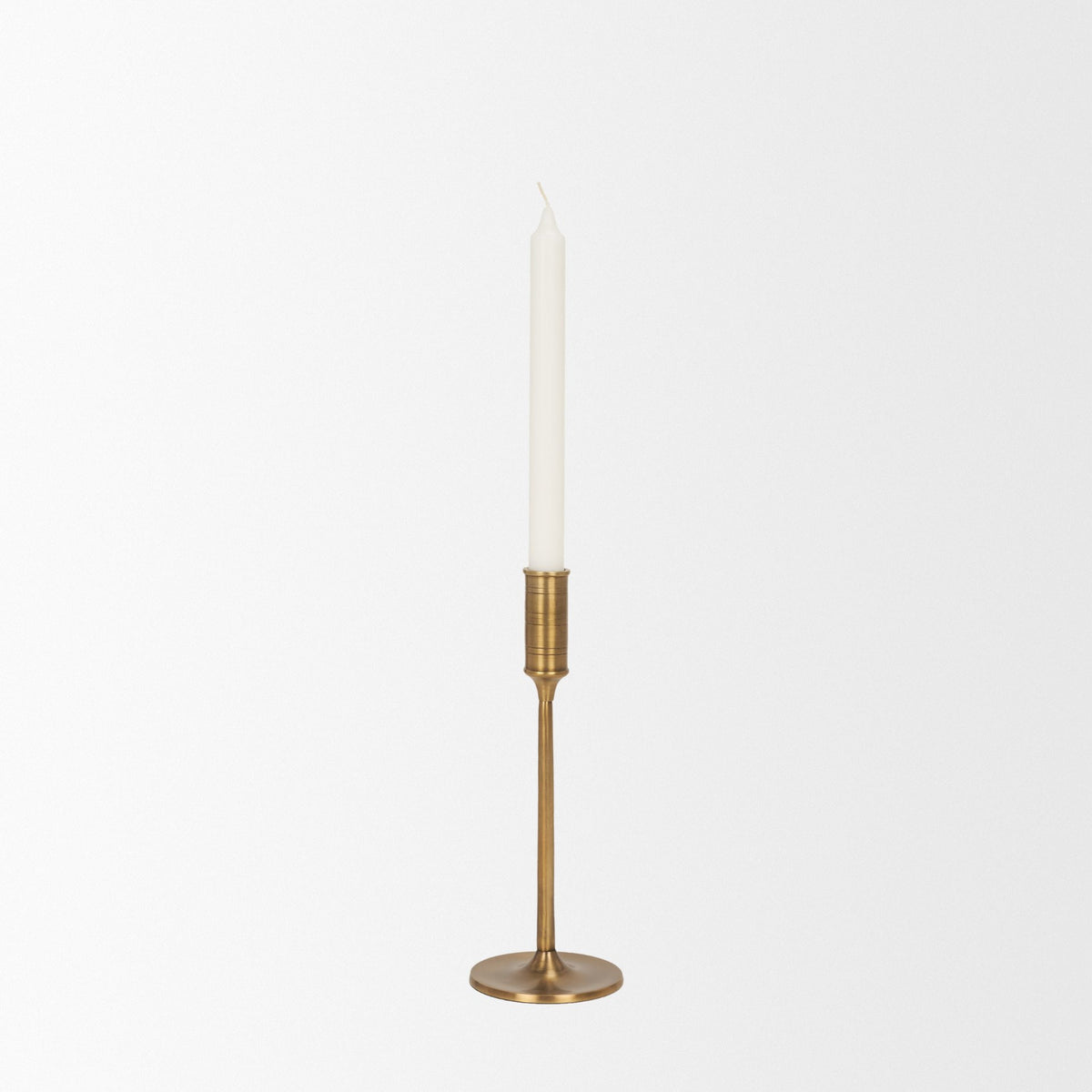 Antiqued Brass Taper Candlestick - 10 in