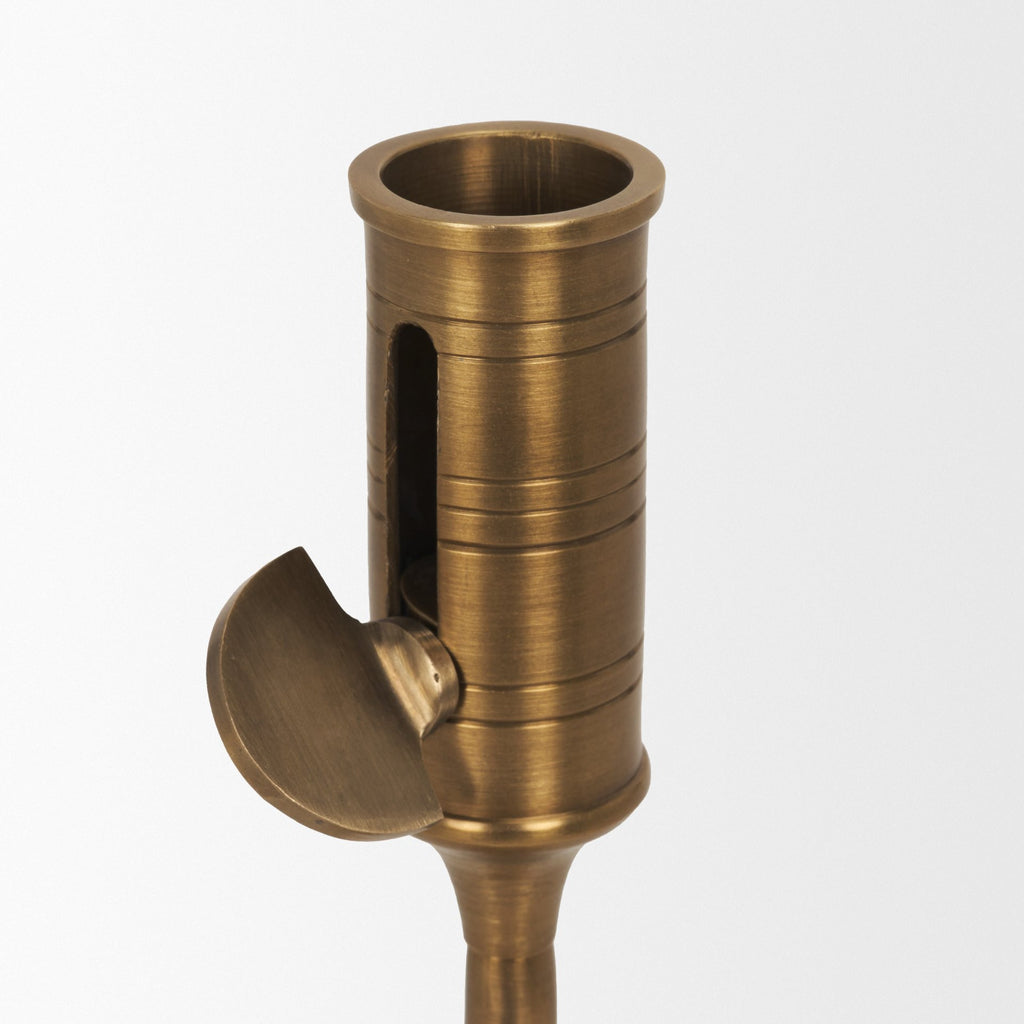 Antiqued Brass Taper Candlestick - 10 in