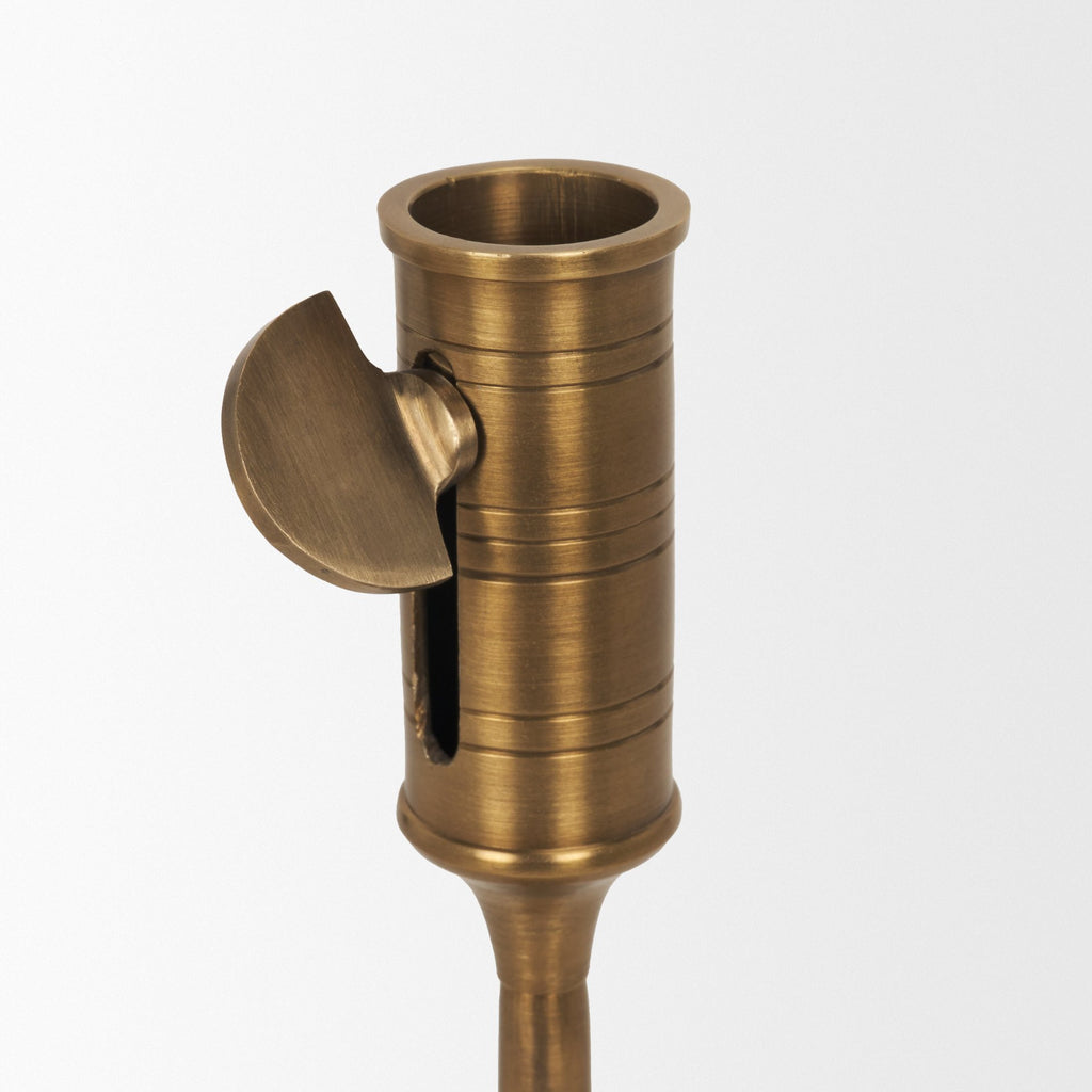 Antiqued Brass Taper Candlestick - 10 in