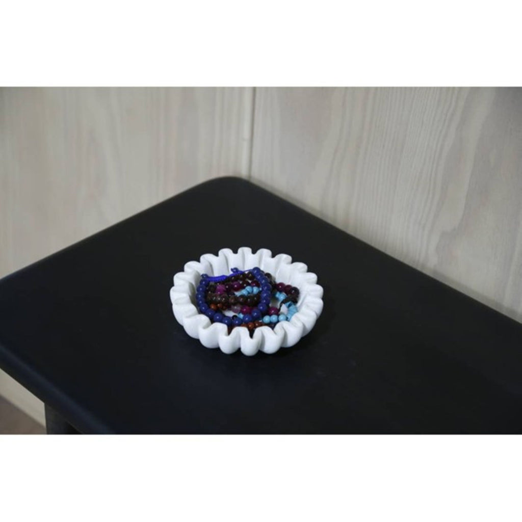 Scalloped Marble Trinket Tray - 6 in