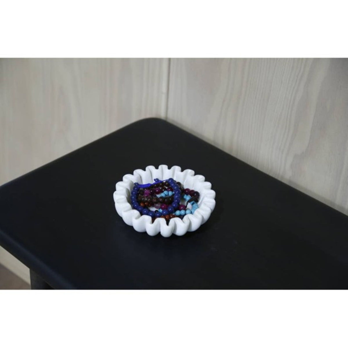 Scalloped Marble Trinket Tray - 6 in