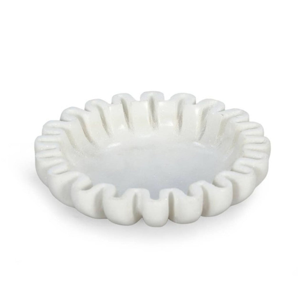 Scalloped Marble Trinket Tray - 6 in