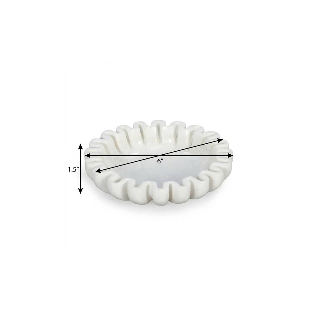 Scalloped Marble Trinket Tray - 6 in