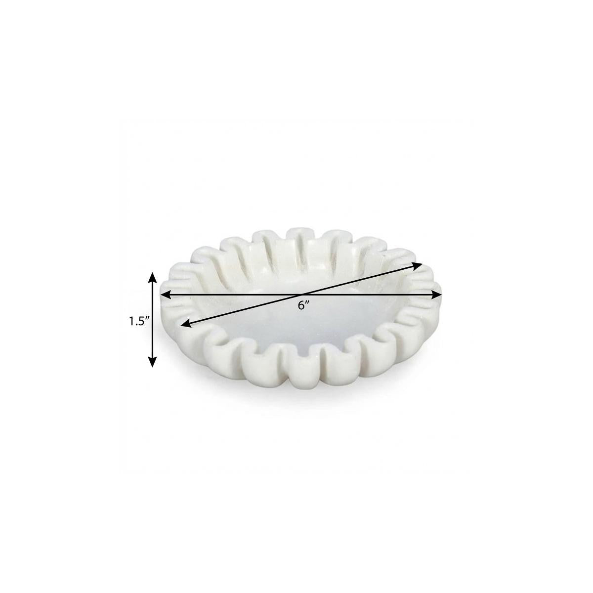 Scalloped Marble Trinket Tray - 6 in