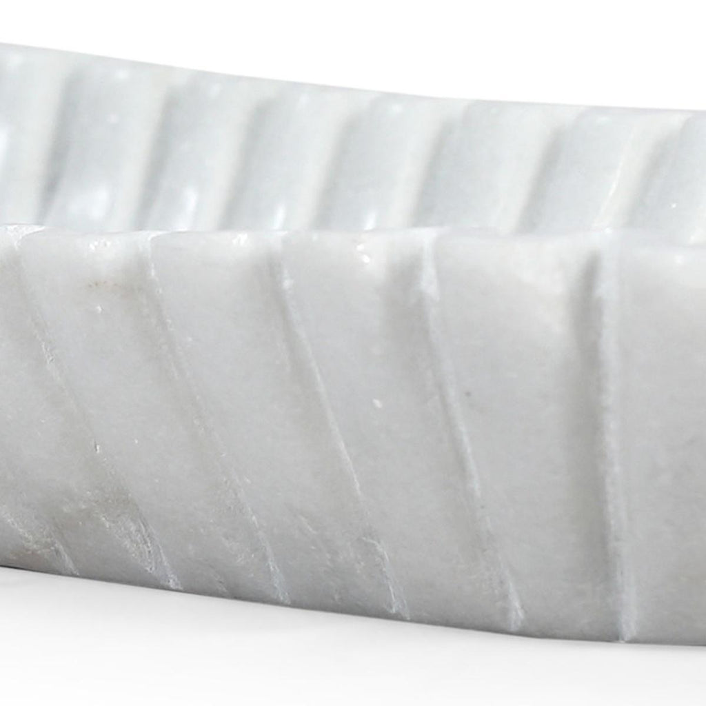Fluted Marble Oblong Tray - 14 in