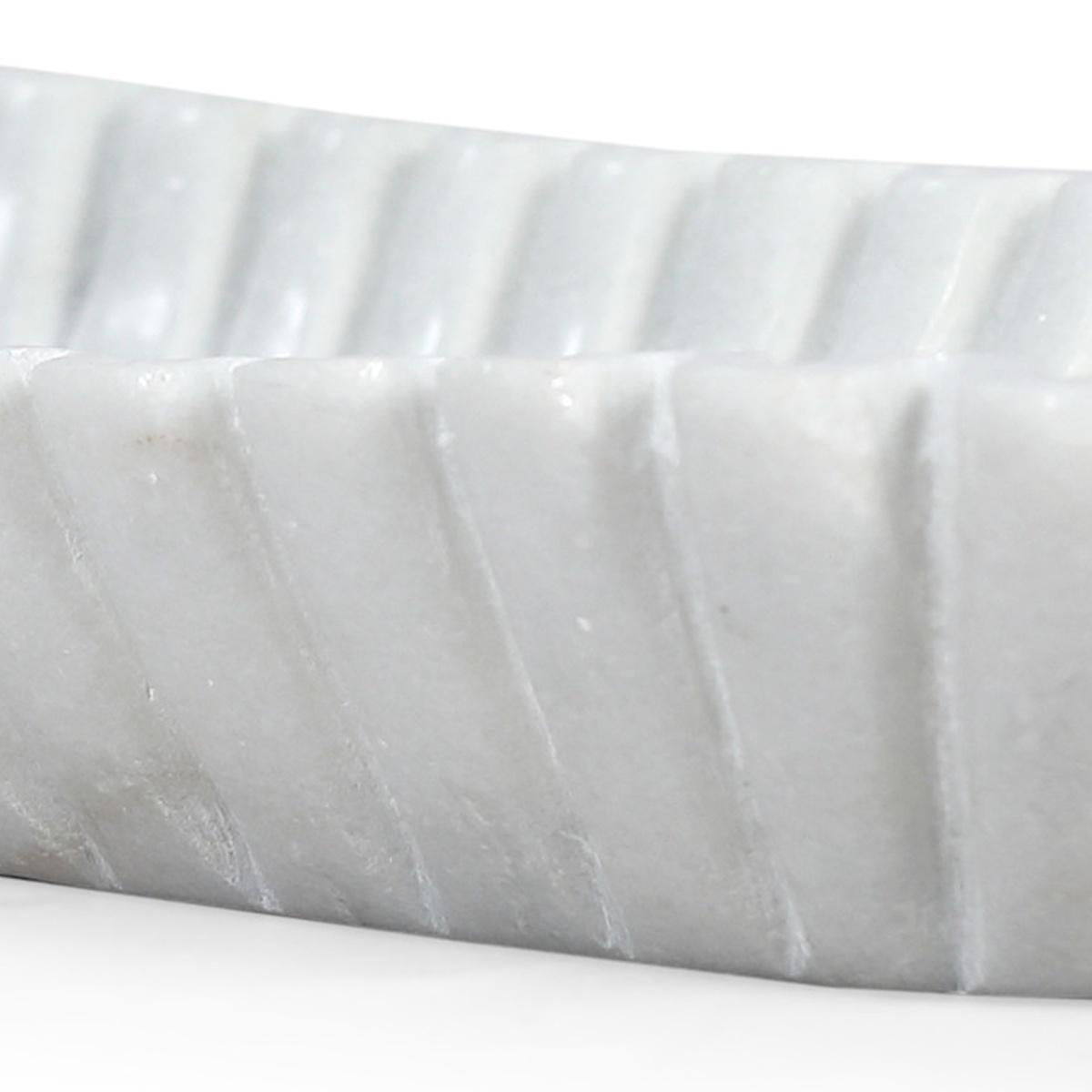 Fluted Marble Oblong Tray - 14 in