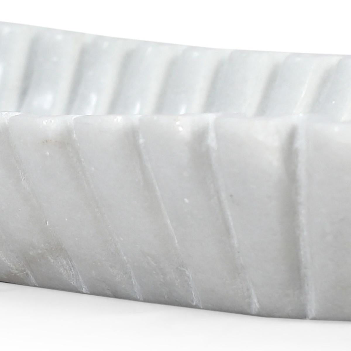 Fluted Marble Oblong Tray - 14 in