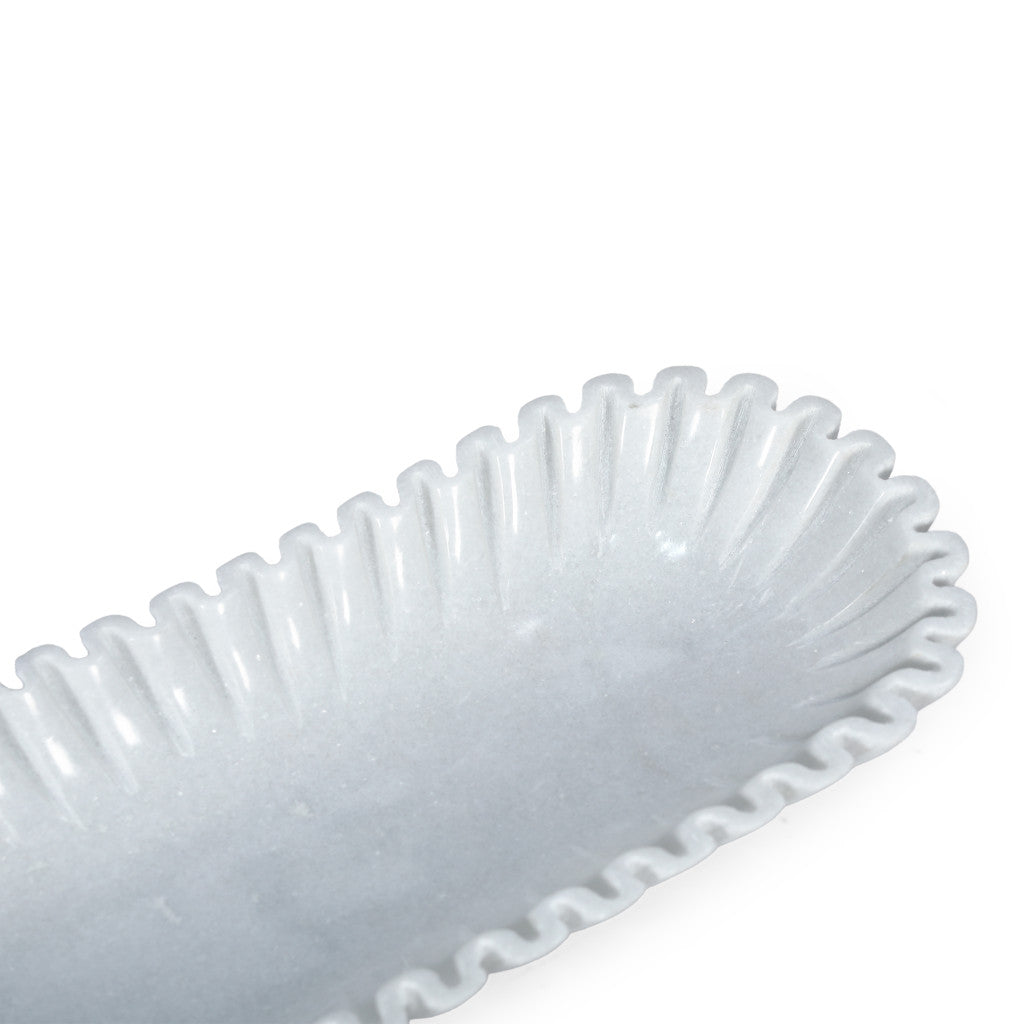 Fluted Marble Oblong Tray - 14 in