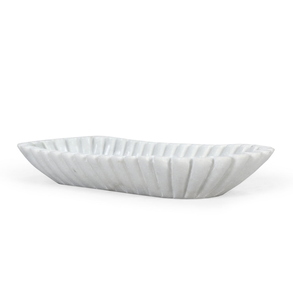 Fluted Marble Oblong Tray - 14 in