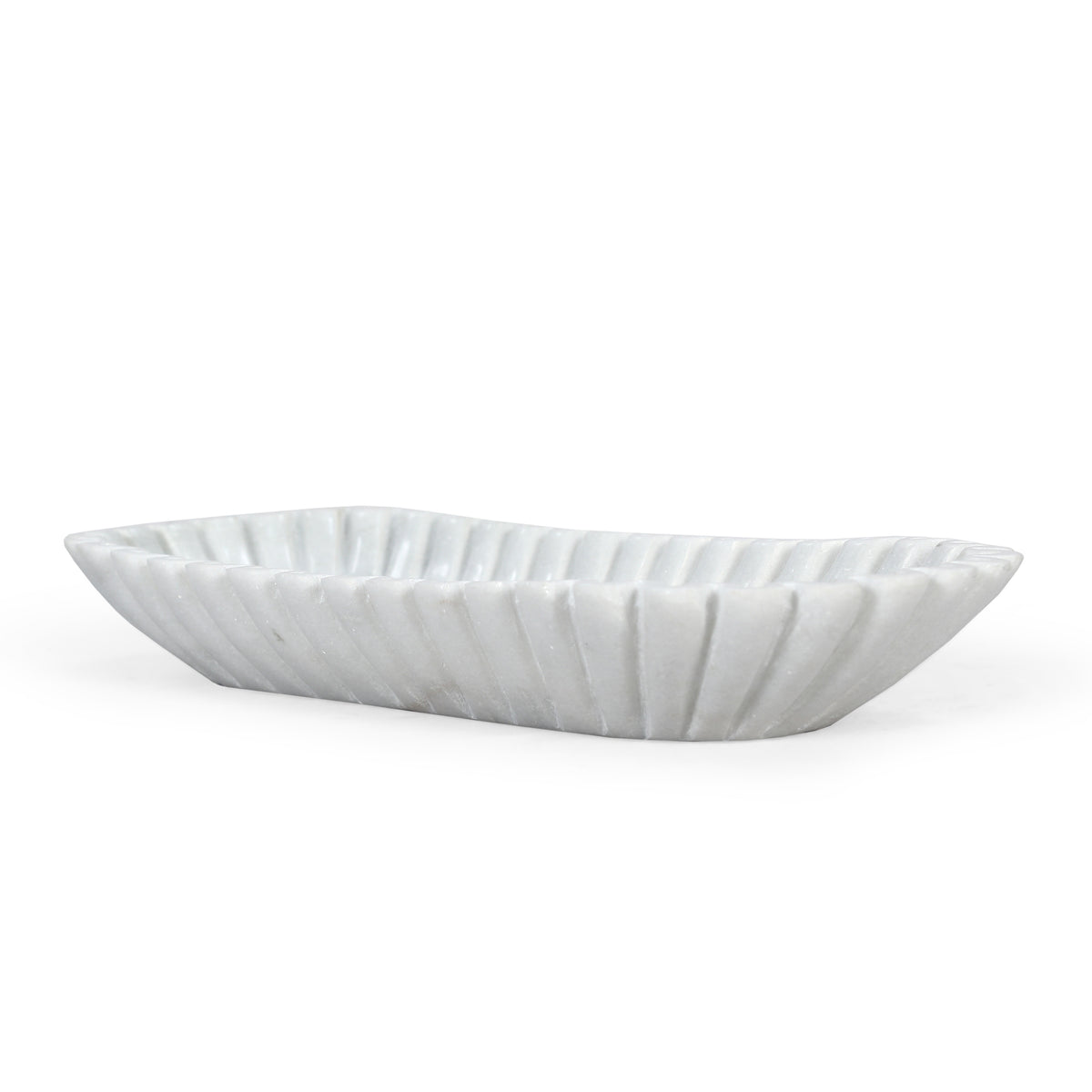 Fluted Marble Oblong Tray - 14 in