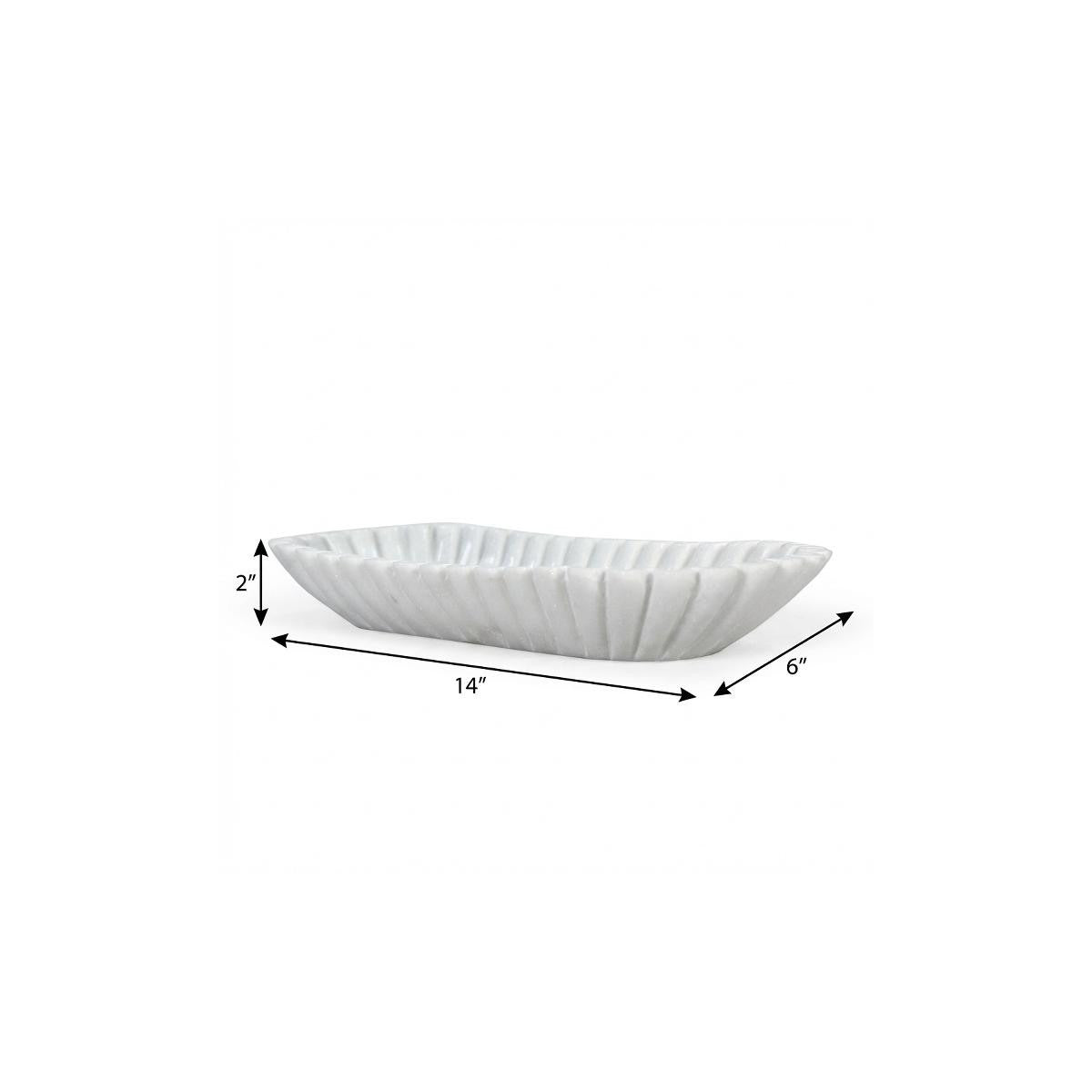 Fluted Marble Oblong Tray - 14 in