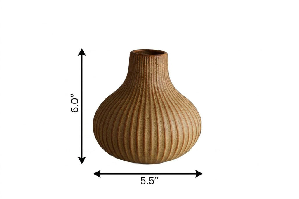 Sand Ribbed Ceramic Bud Vase - 6 in