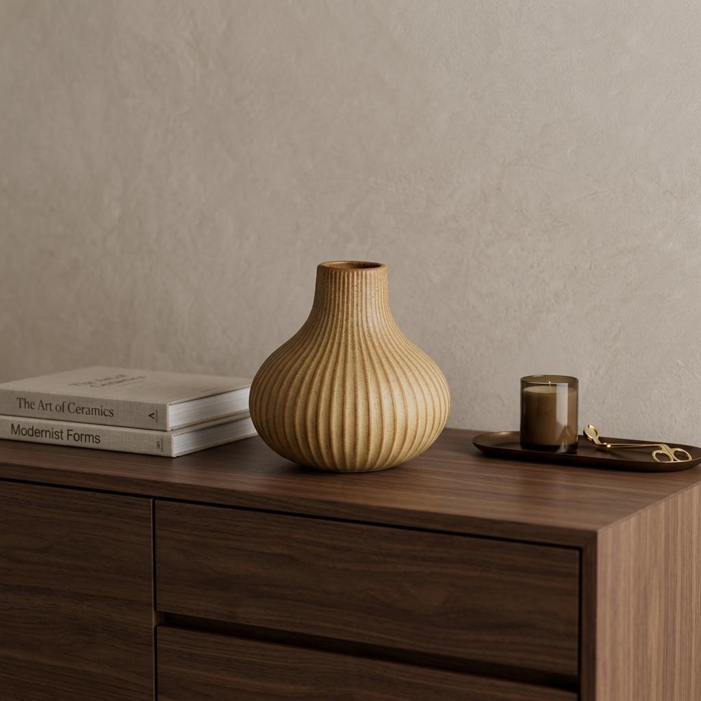 Sand Ribbed Ceramic Bud Vase - 6 in