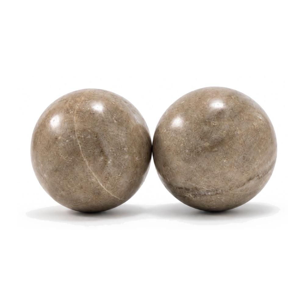 Beige Marble Decorative Orbs - Set of 2