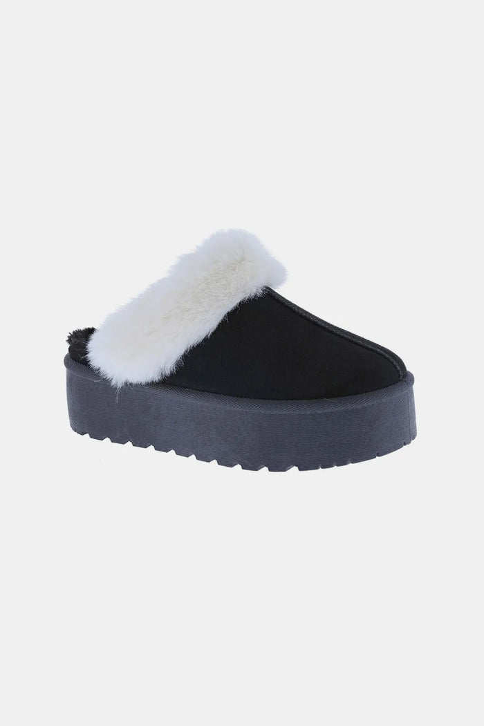 Faux Fur Trim Snow Slippers